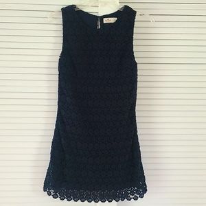 Hollister Sleeveless Dress.  Size 1 XS.  Navy  Crocheted Overlay